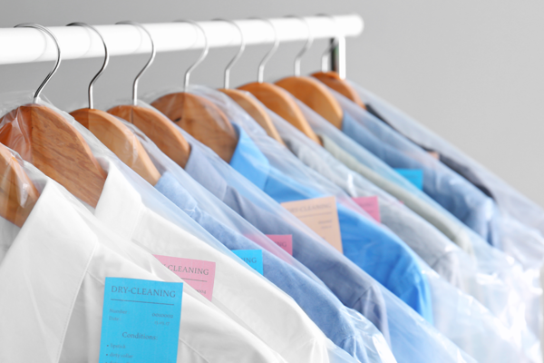 Dry Cleaning Wrapped Mens Shirts On Rack 1800X900
